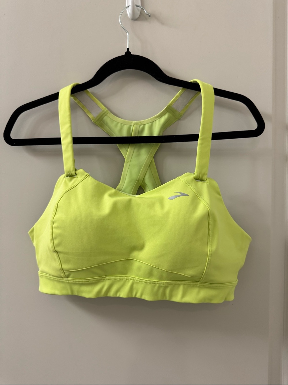 Brooks Moving Comfort Juno Bra Sz 36C Green Neon Compression Running High Impact